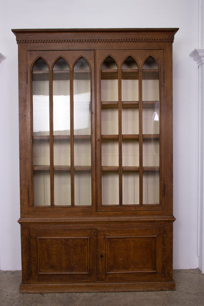 19th Century Gothic Faux Grained Bookcase
