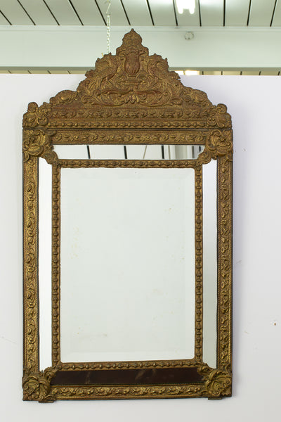Late 19th Century Brass Repousse Cushion Mirror