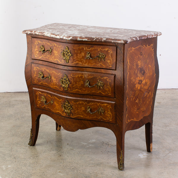 Louis XV Style Marble Topped Bombe Commode