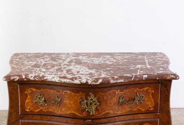 Louis XV Style Marble Topped Bombe Commode