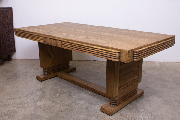 French Art Deco Cerused Oak Table