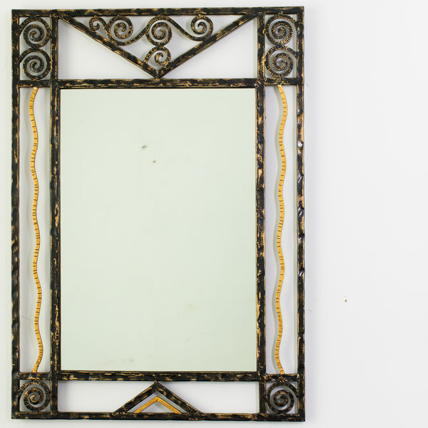 A French Wrought Iron Mirror in the Art Deco Manner