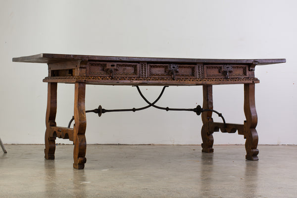 A Substantial 17th Century Spanish Chestnut Six Drawer Console