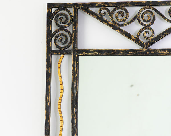 A French Wrought Iron Mirror in the Art Deco Manner