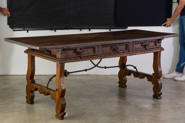 A Substantial 17th Century Spanish Chestnut Six Drawer Console